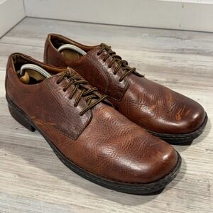 BORN Leather Brown Sz 13 M6723 Men Lace-Up Oxfords Square Toe Leather
